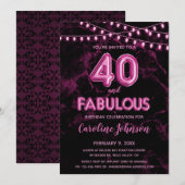 40 & Fabulous Roze Ballon Verjaardag Uitnodigingen (Voorkant / Achterkant)