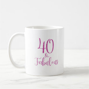 40 & Fabulous Roze Glitter Typografie Koffiemok