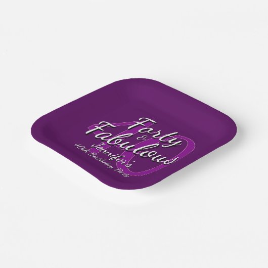 40 & Fabulous Roze Paarse 40e Verjaardag Plein Papieren Bordje (Gebogen)