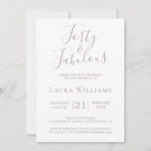 40 Fabulous Roze Wit 40th Verjaardagsfeestje Kaart (Voorkant)