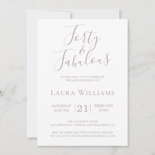 40 Fabulous Roze Wit 40th Verjaardagsfeestje Kaart (Voorkant)