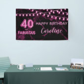 40 & Fabulous Roze & Zwarte Ballon Lights Verjaard Spandoek (Beurs)