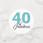 40 Fabulous Turquoise Blauwe Glitters 40e Verjaard Confetti (Kleine voorkant)