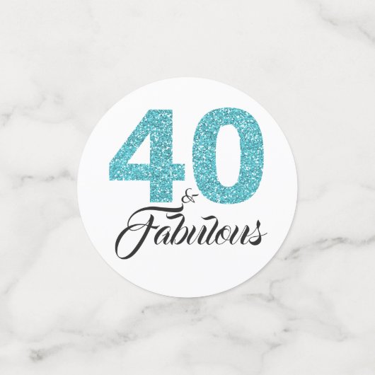 40 Fabulous Turquoise Blauwe Glitters 40e Verjaard Confetti (Kleine voorkant)