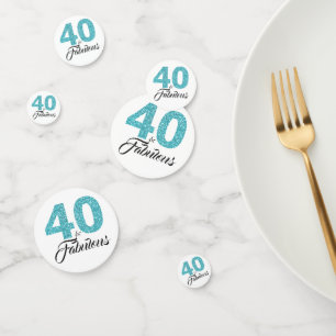 40 Fabulous Turquoise Blue Glitter 40th Birthday Confetti