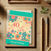 40 & Fabulous Verjaardag Bloemen Inspirerende Kaar Kaart