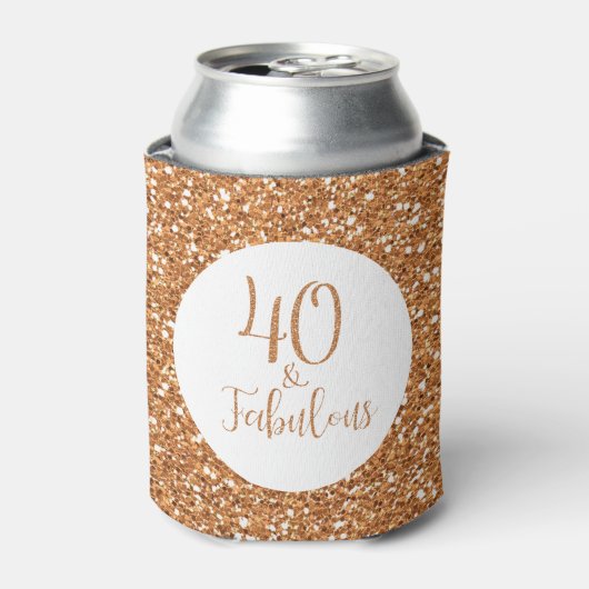 40 & Fabulous Verjaardag Gouden Glitter Blikjeskoeler (Blikje Voorkant)