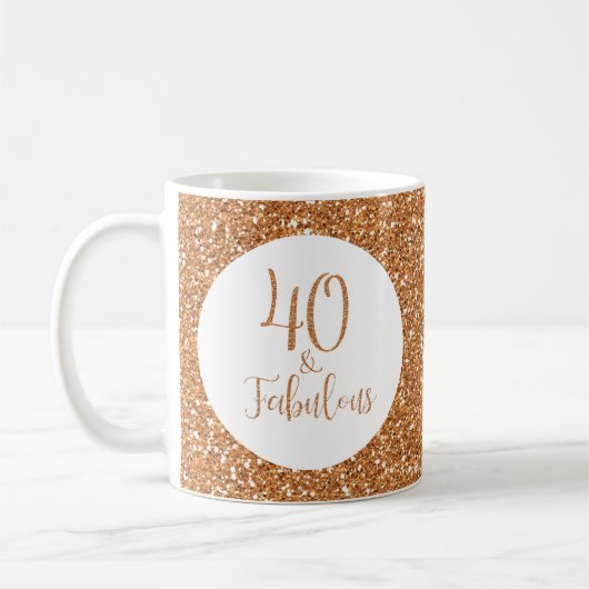 40 & Fabulous Verjaardag Gouden Glitter Koffiemok (Links)