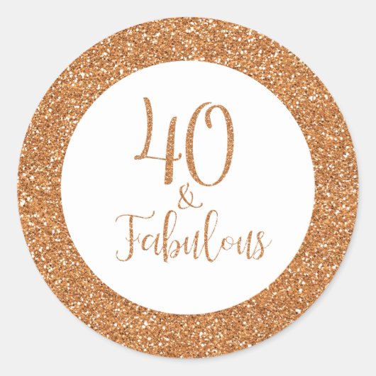 40 & Fabulous Verjaardag Gouden Glitter Ronde Sticker (Voorkant)