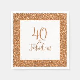 40 & Fabulous Verjaardag Gouden Glitter Servet