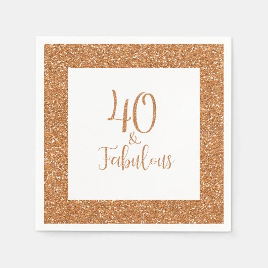 40 & Fabulous Verjaardag Gouden Glitter Servet (Voorkant)