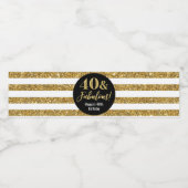 40 & Fabulous Verjaardag Gouden Glitter Strepen Waterfles Etiket (Enkel label)