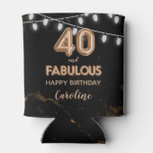 40 & Fabulous Verjaardag Gouden Zwarte Ballonlicht Blikjeskoeler (Achterkant)