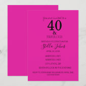 40 Fabulous Verjaardag Hot Roze Zwart Custom Age Kaart (Voorkant / Achterkant)