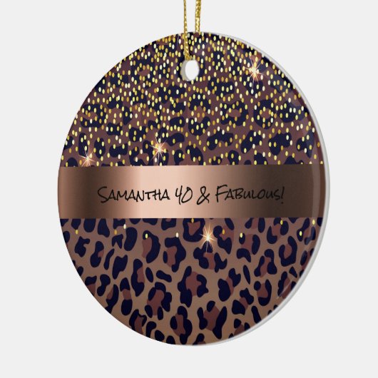 40 Fabulous Verjaardag luipaard print bruin zwart Keramisch Ornament (Links)