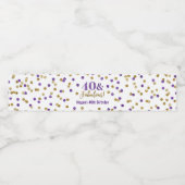 40 & Fabulous Verjaardag Paarse Gouden Confetti Waterfles Etiket (Enkel label)