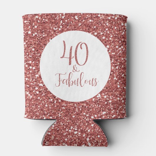 40 & Fabulous Verjaardag Roos Gouden Glitter Blikjeskoeler (Achterkant)