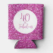 40 & Fabulous Verjaardag Roze Glitter Blikjeskoeler (Voorkant)