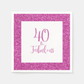 40 & Fabulous Verjaardag Roze Glitter Servet (Voorkant)