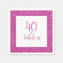 40 & Fabulous Verjaardag Roze Glitter Servet