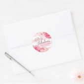 40 & Fabulous Verjaardag Roze Rose Goud Bloemen Ronde Sticker (Envelop)