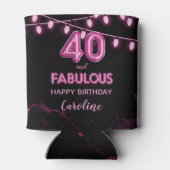 40 & Fabulous Verjaardag Roze & Zwarte Ballonlicht Blikjeskoeler (Achterkant)