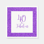 40 & Fabulous Verjaardag Sparkly Paarse Glitter Servet (Voorkant)