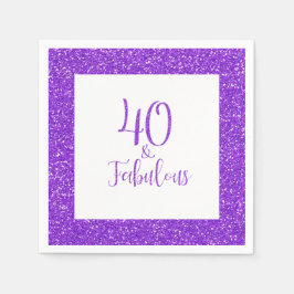 40 & Fabulous Verjaardag Sparkly Paarse Glitter Servet