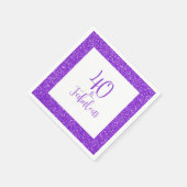 40 & Fabulous Verjaardag Sparkly Paarse Glitter Servet (Hoek)