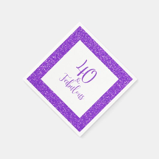 40 & Fabulous Verjaardag Sparkly Paarse Glitter Servet (Hoek)