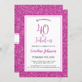 40 & Fabulous Verjaardag Sparkly Roze Glitter Kaart