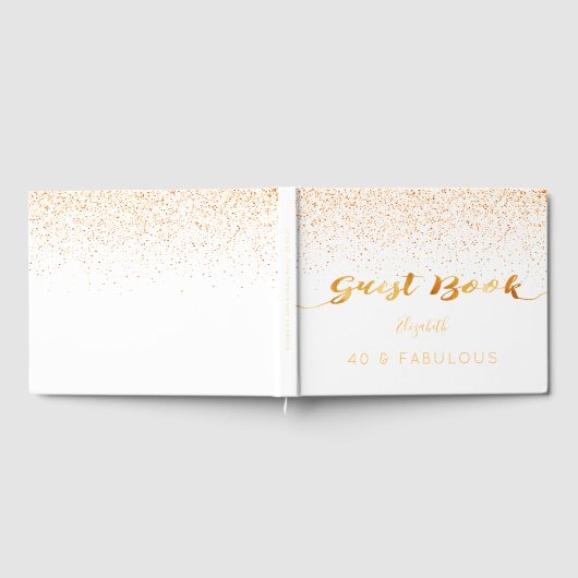 40 Fabulous verjaardag wit goud monogram Gastenboek (Volledig)