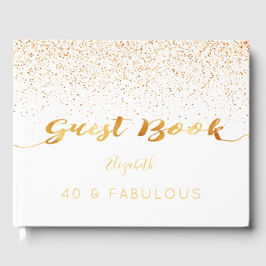 40 Fabulous verjaardag wit goud monogram Gastenboek (Voorkant)