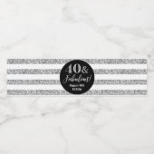 40 & Fabulous Verjaardag Zilveren Glitter Strepen Waterfles Etiket (Enkel label)