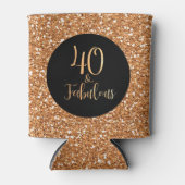 40 & Fabulous Verjaardag Zwart Goud Glitter Blikjeskoeler (Voorkant)