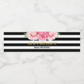 40 & Fabulous Verjaardag Zwart Strepen Bloemen Waterfles Etiket (Enkel label)