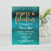 40 & Fabulous Verjaardagsfeest Blauwgroen 40e Uitn Kaart (Staand voorkant)