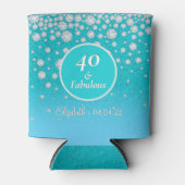 40 Fabulous Verjaardagsfeest diamanten turquoise g Blikjeskoeler (Voorkant)