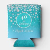 40 Fabulous Verjaardagsfeest diamanten turquoise g Blikjeskoeler (Achterkant)