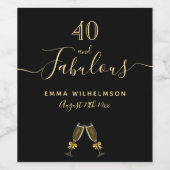40 Fantastisch verjaardagsfeestje zwart goud feest Wijn Etiket (Enkel label)
