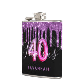 40 Fantastisch verjaardagszwart paars glitter scri Heupfles (Links)