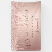 40 Fantastische verjaardag roos gouden roze druppe Spandoek (Verticaal)