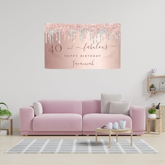 40 Fantastische verjaardag roos gouden zilveren dr Spandoek