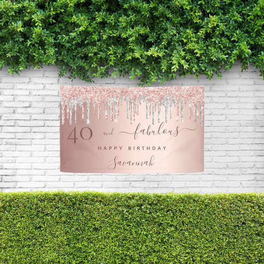 40 Fantastische verjaardag roos gouden zilveren dr Spandoek