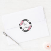 40 Fantastische verjaardag roze rozen zwart wit Ronde Sticker (Envelop)