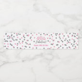 40 & Fantastische Verjaardag Roze Zilveren Confett Waterfles Etiket (Enkel label)