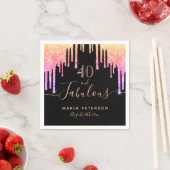40 fantastische verjaardag zwart roze glitter servet (Insitu)