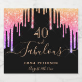 40 fantastische verjaardag zwart roze goud glitter sparkling wijnetiket (Enkel label)