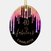 40 Fantastische verjaardag zwarte roze glitternaam Keramisch Ornament (Rechts)