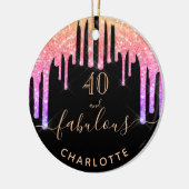 40 Fantastische verjaardag zwarte roze glitternaam Keramisch Ornament (Links)